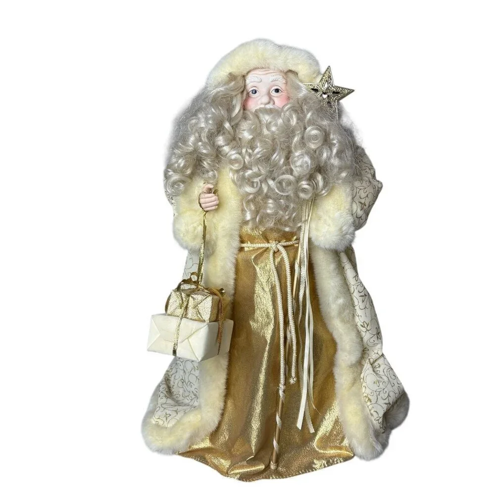 Large Santa Tree Topper Gold Ivory 24